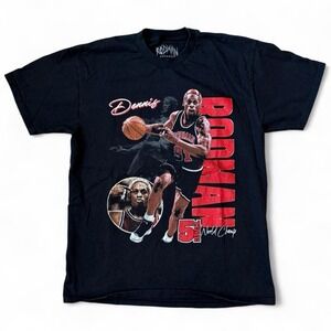 Rodman Apparel Black Graphic T-Shirt Dennis Rodman Chicago Bulls Men's Large NBA